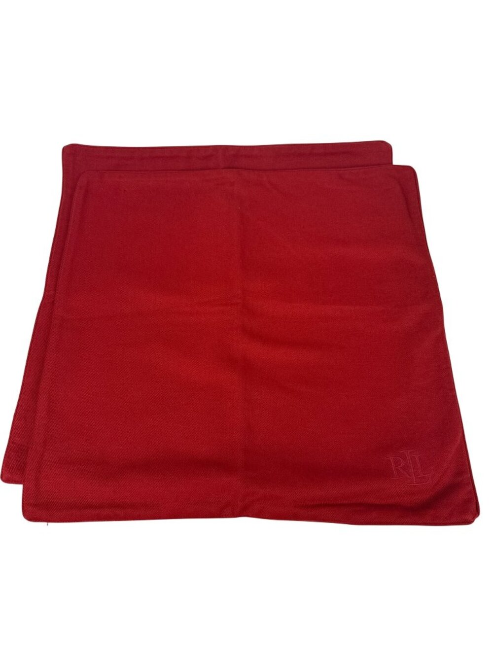 Lauren Ralph Lauren Twill Red Maroon Square Pillow Shams Covers 22 X 22 Set Of 2